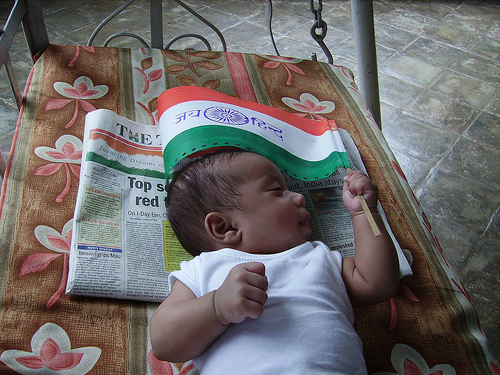 baby with india flag