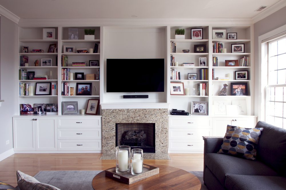 Built-in bookshelves